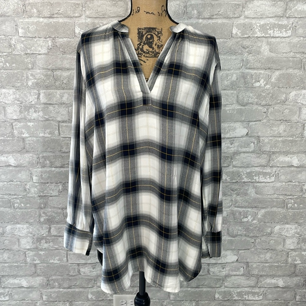 LOFT Plaid Tunic in Black and White